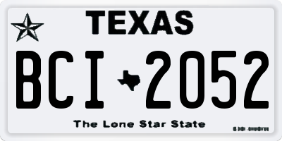 TX license plate BCI2052