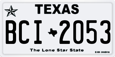 TX license plate BCI2053