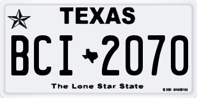 TX license plate BCI2070