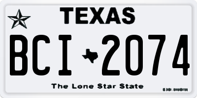 TX license plate BCI2074
