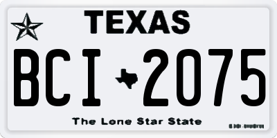 TX license plate BCI2075
