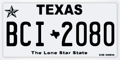 TX license plate BCI2080