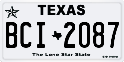 TX license plate BCI2087