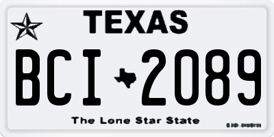 TX license plate BCI2089