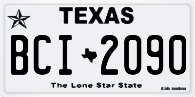 TX license plate BCI2090
