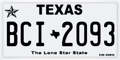 TX license plate BCI2093