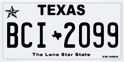 TX license plate BCI2099