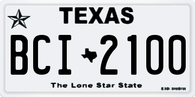 TX license plate BCI2100