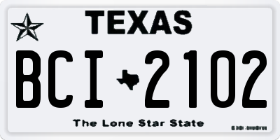 TX license plate BCI2102