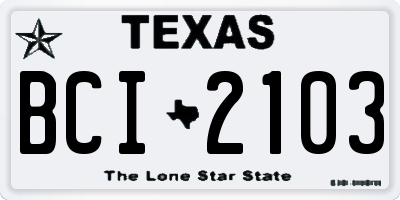 TX license plate BCI2103