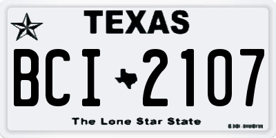 TX license plate BCI2107