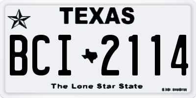 TX license plate BCI2114