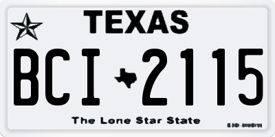 TX license plate BCI2115