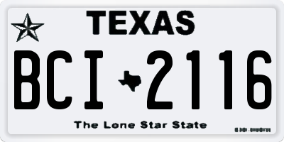 TX license plate BCI2116