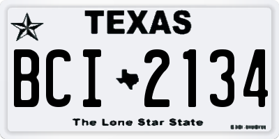 TX license plate BCI2134