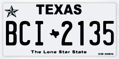 TX license plate BCI2135