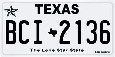 TX license plate BCI2136