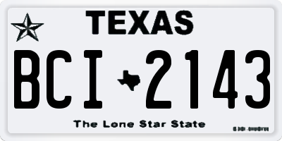 TX license plate BCI2143