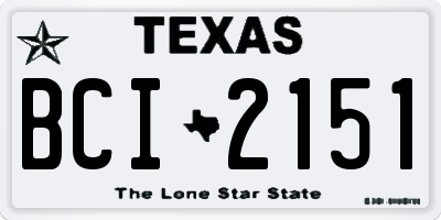 TX license plate BCI2151