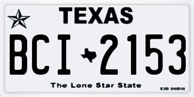 TX license plate BCI2153