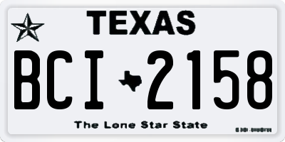 TX license plate BCI2158