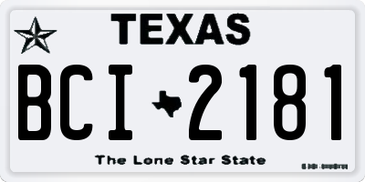 TX license plate BCI2181