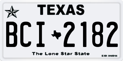 TX license plate BCI2182