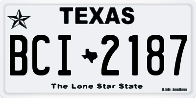 TX license plate BCI2187