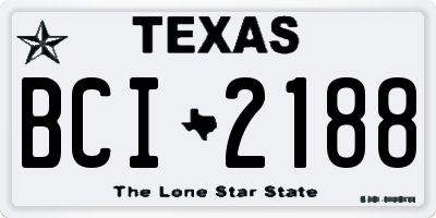 TX license plate BCI2188