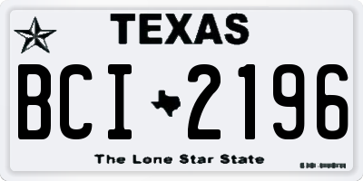 TX license plate BCI2196