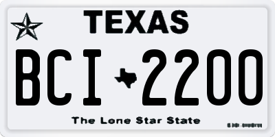 TX license plate BCI2200