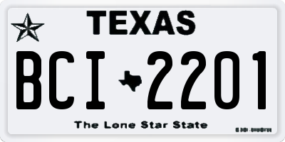 TX license plate BCI2201