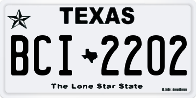 TX license plate BCI2202