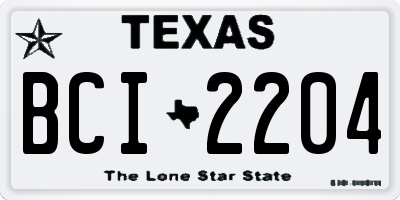 TX license plate BCI2204