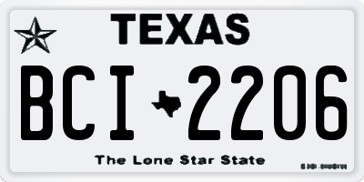 TX license plate BCI2206