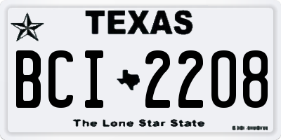 TX license plate BCI2208