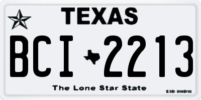 TX license plate BCI2213