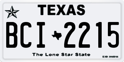 TX license plate BCI2215