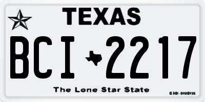TX license plate BCI2217