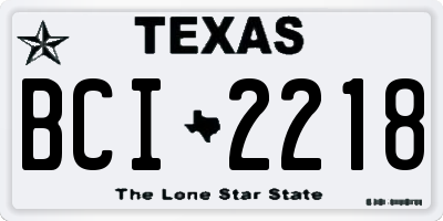 TX license plate BCI2218