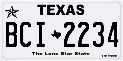 TX license plate BCI2234