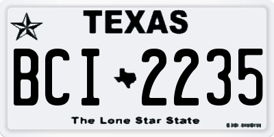 TX license plate BCI2235