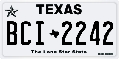 TX license plate BCI2242