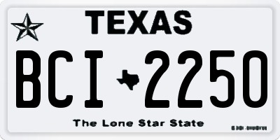 TX license plate BCI2250