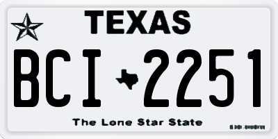 TX license plate BCI2251