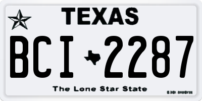 TX license plate BCI2287