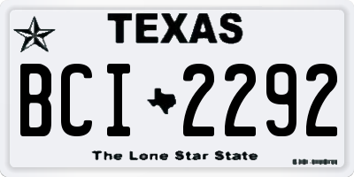 TX license plate BCI2292