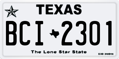 TX license plate BCI2301