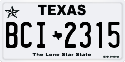 TX license plate BCI2315
