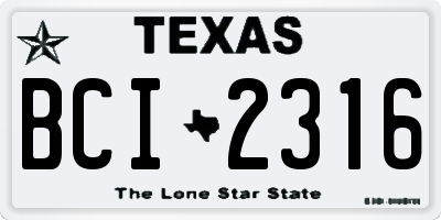 TX license plate BCI2316
